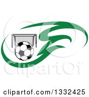Poster, Art Print Of Soccer Ball And Goal Net In Green Flames