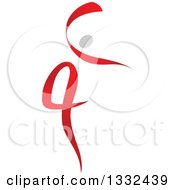 Clipart Of A Gray And Red Figure Skater Or Dancer Royalty Free Vector Illustration