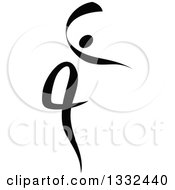 Clipart Of A Black Figure Skater Or Dancer Royalty Free Vector Illustration