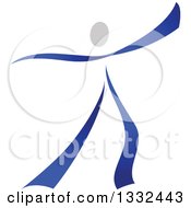 Clipart Of A Gray And Blue Figure Skater Or Dancer Royalty Free Vector Illustration