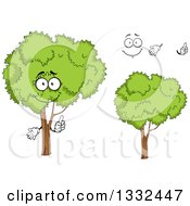 Clipart Of A Cartoon Face Hands And Trees 2 Royalty Free Vector Illustration