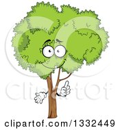 Poster, Art Print Of Cartoon Tree Character With A Lush Green Mature Canopy Holding Up A Finger