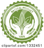 Poster, Art Print Of Round Label With A Pair Of Hands Supporting Leaves With Natural Product Text