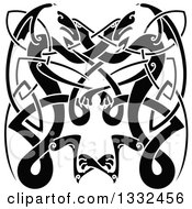 Clipart Of Black Celtic Knot Dragons 6 Royalty Free Vector Illustration