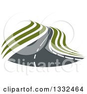 Poster, Art Print Of Curvy Road Or Highway With Green Swooshes