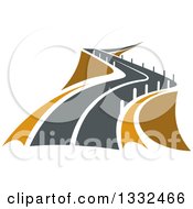 Poster, Art Print Of Curvy Raised Road Or Highway With Barrier Posts