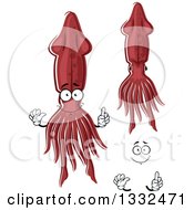 Poster, Art Print Of Cartoon Face Hands And Red Squids