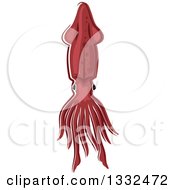 Poster, Art Print Of Cartoon Red Squid