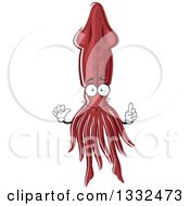 Poster, Art Print Of Cartoon Red Squid Character