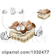 Clipart Of A Cartoon Face Hands And Chocolate Cake Character Holding Up A Finger Royalty Free Vector Illustration
