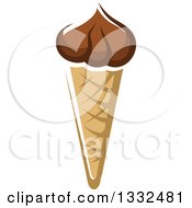 Clipart Of A Cartoon Chocolate Waffle Ice Cream Cone Royalty Free Vector Illustration