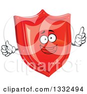 Clipart Of A Shiny Red Shield Character Royalty Free Vector Illustration