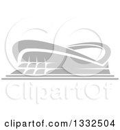 Clipart Of A Grayscale Sports Stadium Building Royalty Free Vector Illustration