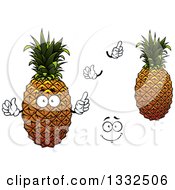 Clipart Of A Cartoon Face Hands And Pineapples 2 Royalty Free Vector Illustration
