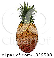 Clipart Of A Cartoon Pineapple 3 Royalty Free Vector Illustration