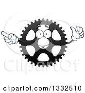 Cartoon Gear Cog Wheel Character Pointing And Giving A Thumb Up