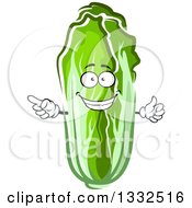 Poster, Art Print Of Cartoon Green Cabbage Character Pointing