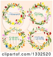 Poster, Art Print Of Circular Floral Wreaths With Text On Beige