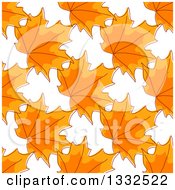 Seamless Background Pattern Of Sketched Orange Autumn Maple Leaves