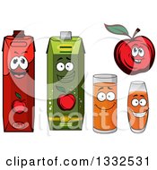 Happy Red Apple Character And Juice Cartons And Cups 3