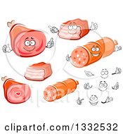 Clipart Of Cartoon Ham Sausage And Bacon Royalty Free Vector Illustration