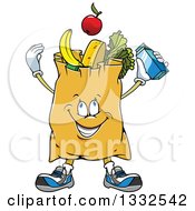 Poster, Art Print Of Cartoon Paper Grocery Bag Character Full Of Foods
