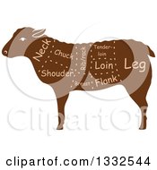 Poster, Art Print Of Silhouetted Brown Sheep With Meat Cuts 2