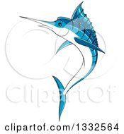 Poster, Art Print Of Cartoon Leaping Blue Marlin Fish