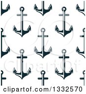 Poster, Art Print Of Seamless Background Pattern Of Navy Blue Anchors 2