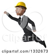 Clipart Of A 3d Young Black Male Architect Flying 3 Royalty Free Illustration by Julos