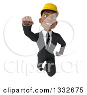 Clipart Of A 3d Young Black Male Architect Flying Royalty Free Illustration by Julos