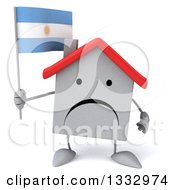 Clipart Of A 3d Unhappy White House Character Holding An Argentine Flag Royalty Free Illustration