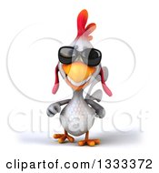 Clipart Of A 3d White Chicken Walking And Wearing Sunglasses Royalty Free Illustration by Julos