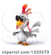Clipart Of A 3d White Chicken Walking To The Left And Wearing Sunglasses Royalty Free Illustration by Julos