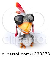 Clipart Of A 3d White Chicken Wearing Sunglasses And Holding Up A Thumb Royalty Free Illustration by Julos