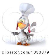 Clipart Of A 3d White Chef Chicken Pointing To The Left Royalty Free Illustration by Julos
