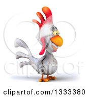 Clipart Of A 3d White Chicken Grinning And Facing Right Royalty Free Illustration by Julos