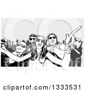 Clipart Of A Young Party Crowd Over Gray Royalty Free Vector Illustration