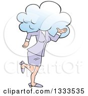 Poster, Art Print Of Cartoon White Business Woman Walking With Her Head In The Clouds
