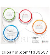 Clipart Of Circles With Colorful Rings And Infographic Sample Text On Off White Royalty Free Vector Illustration