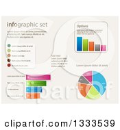 Clipart Of Infographic Charts And Graphs With Sample Text Royalty Free Vector Illustration