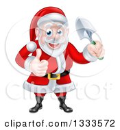 Poster, Art Print Of Cartoon Santa Giving A Thumb Up And Holding A Garden Trowel