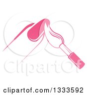 Clipart Of A White And Pink Nail Polish Brush And Finger 2 Royalty Free Vector Illustration by AtStockIllustration