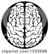 Clipart Of A White Human Brain In A Black Circle Royalty Free Vector Illustration by AtStockIllustration