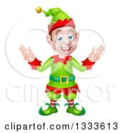 Poster, Art Print Of Welcoming Young Brunette White Male Christmas Elf 2