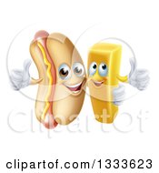 Poster, Art Print Of Cartoon Happy Hot Dog Mascot And French Fry Character Giving Thumbs Up