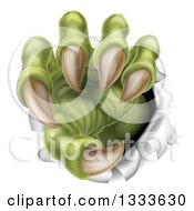 Clipart Of Green Monster Claws Ripping Through Metal With Sharp Talons Royalty Free Vector Illustration