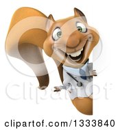 Clipart Of A 3d Doctor Or Veterinarian Squirrel Presenting Around A Sign Royalty Free Illustration by Julos