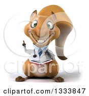 Clipart Of A 3d Doctor Or Veterinarian Squirrel Holding Up A Finger And A Book Royalty Free Illustration by Julos