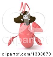Clipart Of A 3d Sad Pink Shrimp Pirate Royalty Free Illustration